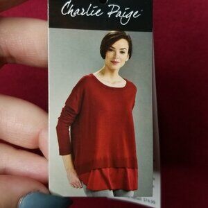 2/$25 NWT Charlie Paige Long Sleeve Lightweight Blouse W/ Buttons On Back SzL/XL